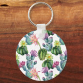 Waterverf Cacti Art Pattern Sleutelhanger (Voorkant)