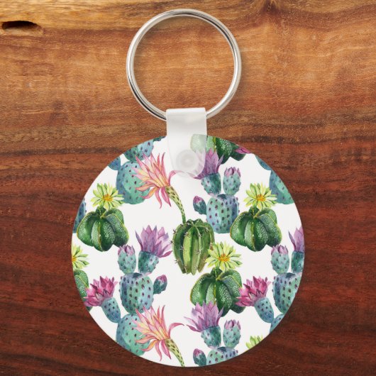 Waterverf Cacti Art Pattern Sleutelhanger (Voorkant)