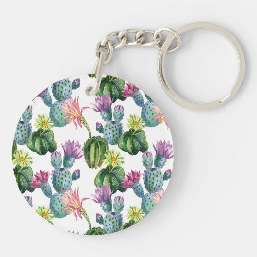 Waterverf Cacti Art Pattern Sleutelhanger (Achterkant)