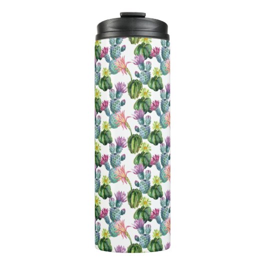 Waterverf Cacti Art Pattern Thermosbeker (Voorkant)