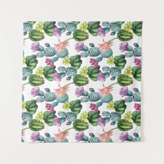 Waterverf Cacti Art Pattern Wandkleed (Voorkant)