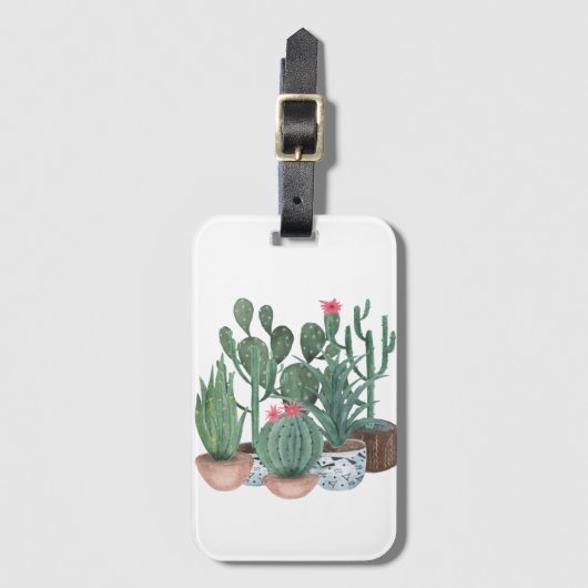 Waterverf cacti. bagagelabel (Voorkant (verticaal))