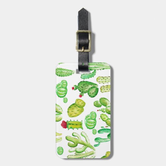 Waterverf Cacti Bagagelabel (Voorkant verticaal)