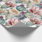 Waterverf Cacti Blooming Succulents Cadeaupapier (Hoek)