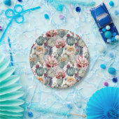 Waterverf Cacti Blooming Succulents Papieren Bordje (Feest)