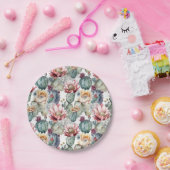 Waterverf Cacti Blooming Succulents Papieren Bordje (Feest)