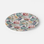 Waterverf Cacti Blooming Succulents Papieren Bordje (Gekanteld)