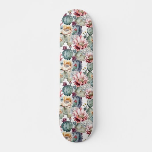 Waterverf Cacti Blooming Succulents Persoonlijk Skateboard (Voorkant)