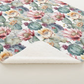 Waterverf Cacti Blooming Succulents Sherpa Deken (3/4)