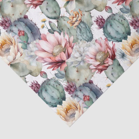 Waterverf Cacti Blooming Succulents Tissuepapier (Detail)