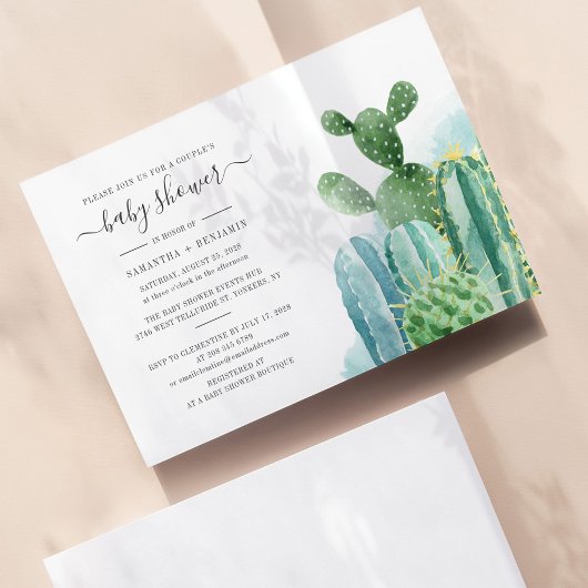 Waterverf Cacti botanische paren Baby shower Kaart