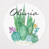 waterverf cacti , cacti , waterverf , persoonlijk labels (Design 2)