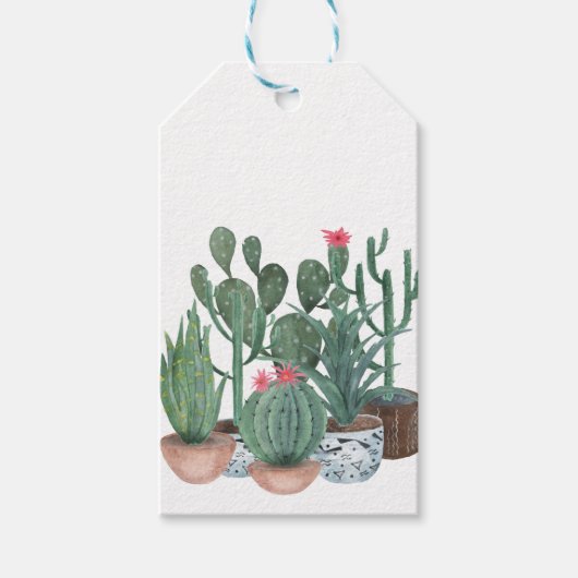 Waterverf cacti. cadeaulabel (Voorkant)