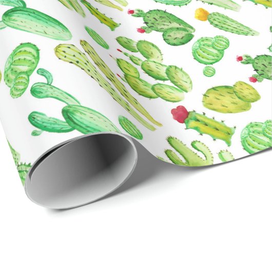 Waterverf Cacti Cadeaupapier (Rol Hoek)