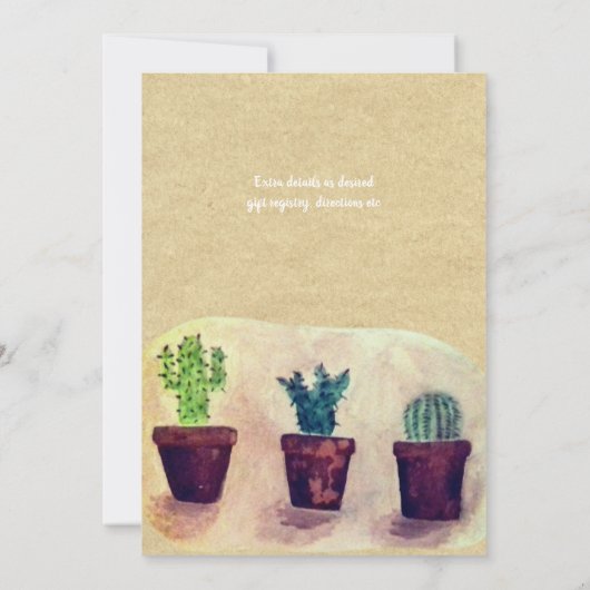 Waterverf CACTI Farewell Party Rustic Uitnodiginge Kaart (Achterkant)