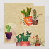 Waterverf CACTI Farewell Party Rustic Uitnodiginge Kaart (Voorkant / Achterkant)