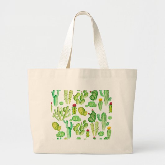 Waterverf Cacti Grote Tote Bag (Voorkant)