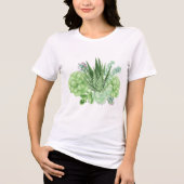 Waterverf Cacti Illustratie Tri-Blend Shirt (Voorkant)