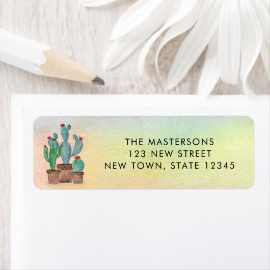 Waterverf Cacti retouradres Etiket (Insitu)