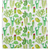Waterverf Cacti Shower Curtain Douchegordijn (Voorkant)