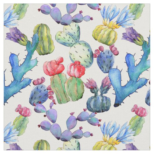 Waterverf Cacti Stof (Close Up)