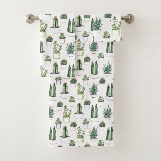 Waterverf Cacti & Succulent Bad Handdoek (Insitu)