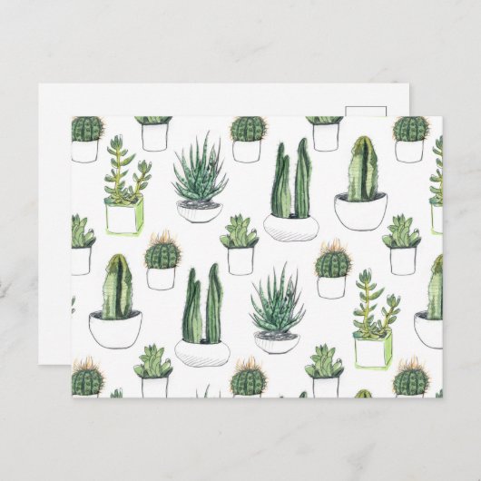 Waterverf Cacti & Succulent Briefkaart (Voorkant / Achterkant)