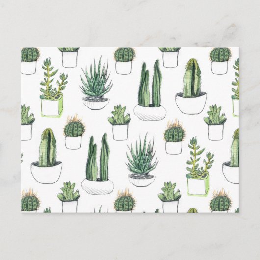 Waterverf Cacti & Succulent Briefkaart (Voorkant)