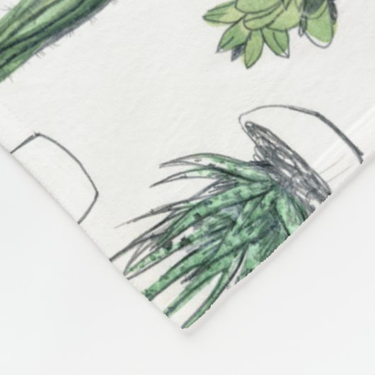 Waterverf Cacti & Succulent Fleece Deken (Hoek)