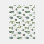 Waterverf Cacti & Succulent Fleece Deken (Voorkant)