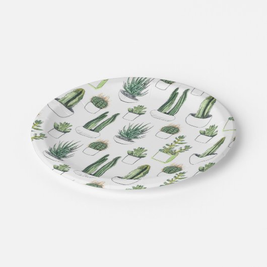 Waterverf Cacti & Succulent Papieren Bordje (Gekanteld)