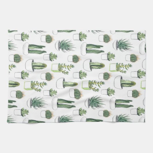 Waterverf Cacti & Succulent Theedoek (Horizontaal)