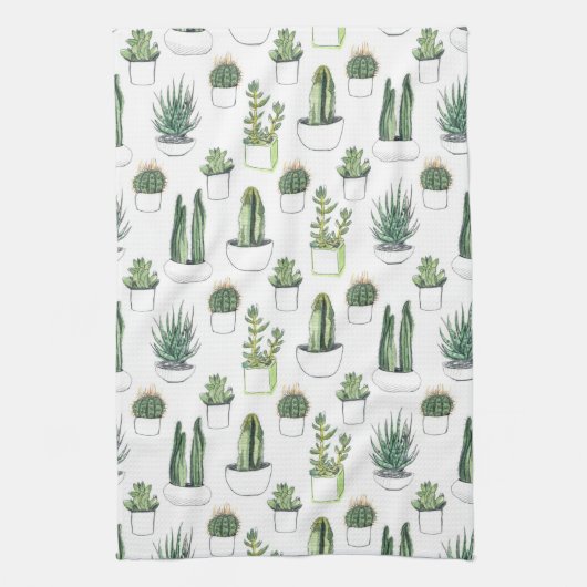 Waterverf Cacti & Succulent Theedoek (Verticaal)