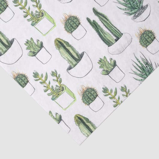 Waterverf Cacti & Succulent Tissuepapier (Detail)