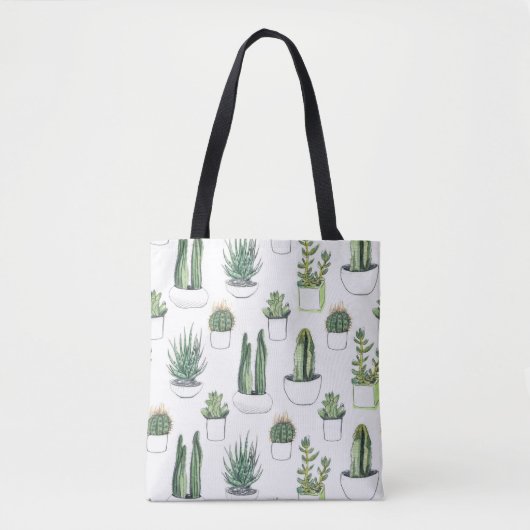 Waterverf Cacti & Succulent Tote Bag (Voorkant)