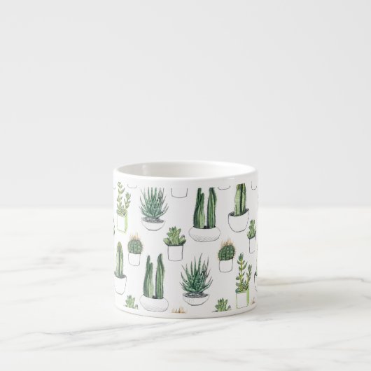 Waterverf Cacti & Succulenten Espresso Kop (Voorkant)