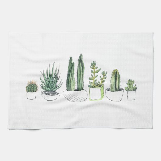 Waterverf Cacti & Succulents Theedoek (Horizontaal)