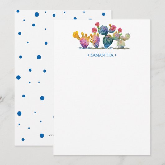 Waterverf Cactus - Aangepaste schrijfbenodigdheden Notitiekaartje (Voorkant / Achterkant)