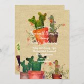 Waterverf CACTUS Afscheidsfeest Rustieke Uitnodigi Kaart (Voorkant / Achterkant)