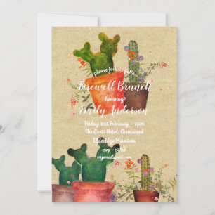 Waterverf CACTUS Afscheidsfeest Rustieke Uitnodigi Kaart