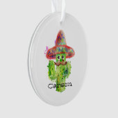 Waterverf Cactus Art Mustache Sombrero Eyes Tekst Ornament (voorkant)