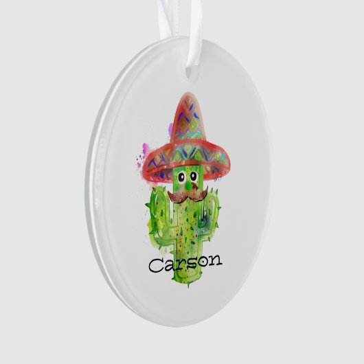 Waterverf Cactus Art Mustache Sombrero Eyes Tekst Ornament (voorkant)