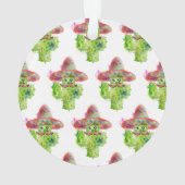 Waterverf Cactus Art Mustache Sombrero Eyes Tekst Ornament (achterkant)