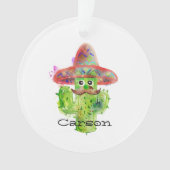 Waterverf Cactus Art Mustache Sombrero Eyes Tekst Ornament (voorkant)