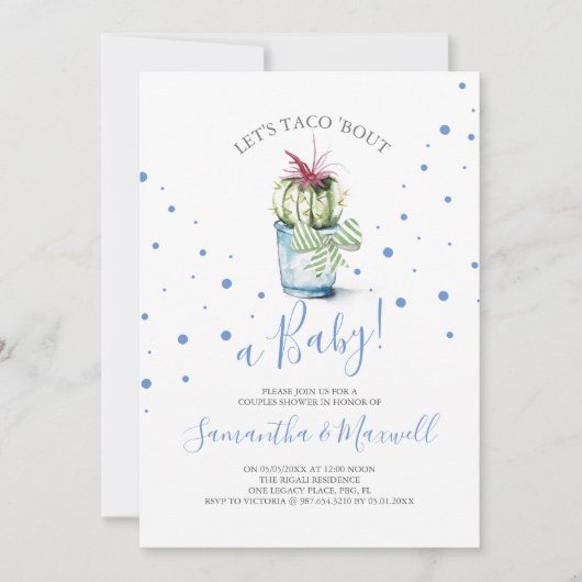 Waterverf Cactus Baby shower Notitiekaartje (Voorkant)