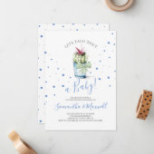 Waterverf Cactus Baby shower Notitiekaartje (Voorkant / Achterkant in situ)