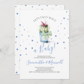 Waterverf Cactus Baby shower Notitiekaartje (Voorkant / Achterkant)