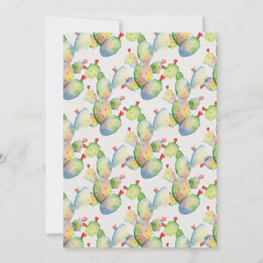 Waterverf Cactus Baby shower Uitnodiging (Achterkant)