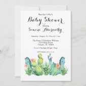 Waterverf Cactus Baby shower Uitnodiging (Voorkant)