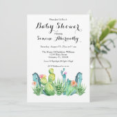Waterverf Cactus Baby shower Uitnodiging (Staand voorkant)